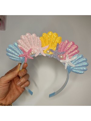 Masal Gurumi Deniz Kabuklu Deniz Kızı Taç Kız Çocuk Taç Toka ( Kız Çocuk Hediyesi )