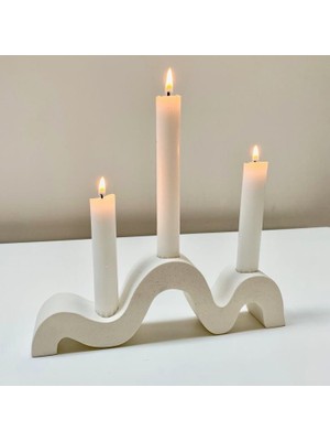 Szn Home Design Modern Dalga Tasarımlı Dekoratif Şamdan | Minimal Mumluk, Beton Görünümlü Ev Dekoru (Mumlar Dahil Değildir)