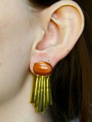 Esha Doğal Taş Yemen Akik Doğal Taşlı Altın Kaplama Küpe EUKU29YMA