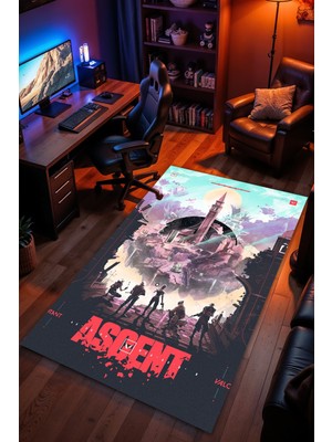 Charmbi Valorant Desenli Kaymaz Taban Makinede Yıkanabilir Gaming Oyuncu Gamer Genç Odası Halısı