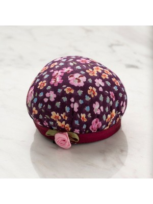 Pazarcan Kola Takılabilir Mor Çiçekli Iğnedanlık