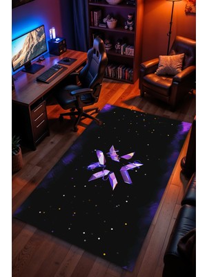 Charmbi Valorant Desenli Kaymaz Taban Makinede Yıkanabilir Gaming Oyuncu Gamer Genç Odası Halısı