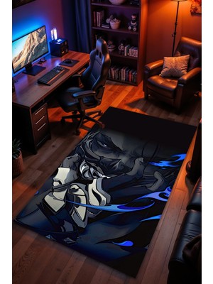 Charmbi Valorant Desenli Kaymaz Taban Makinede Yıkanabilir Gaming Oyuncu Gamer Genç Odası Halısı