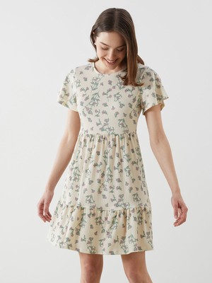 Lc Waikiki Yeni Sezon Bisiklet Yaka Çiçekli Mini Elbise