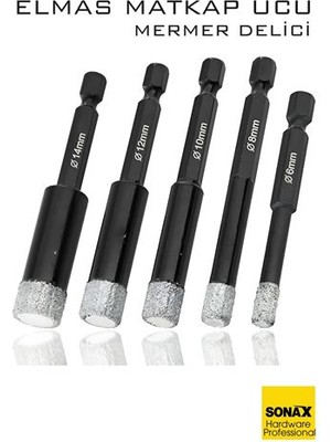 Mermer Delme Elmas Matkap Ucu - 5'li Porselen Karo Seramik Taş Cam Granit Için Elmas Matkap Uçlar
