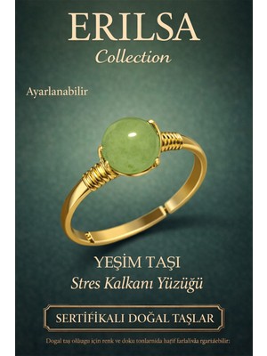 Erilsa Sertifikalı Stres Kalkanı Enerji Yüzüğü – Yeşim Taşı Ayarlanabilir Gold Ince Model Akrep Yay Burcu