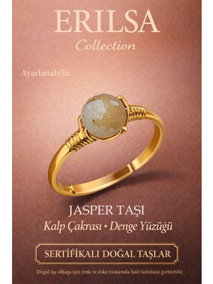Erilsa Sertifikalı Kalp Çakrası Denge Yüzüğü – Jasper Taşı Ayarlanabilir Gold Başak Oğlak Boğa Burcu