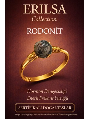 Erilsa Sertifikalı Hormon Denge Enerji Yüzüğü – Rodonit Taşı Ayarlamalı Gold Ince Kasa Terazi Akrep Burcu