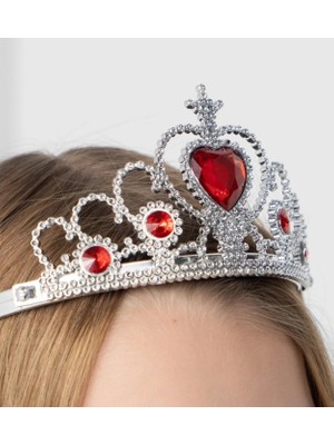 Kalp Taşlı Kırmızı Renk Karlar Ülkesi Elsa Anna Frozen Tacı