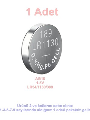 Genel Alkaline Saat Pili LR-1130/LR54 AG10 1.5V (Fener Hesap Makinesi ve Oyuncak Gibi Cihazlarda Kullanılır)