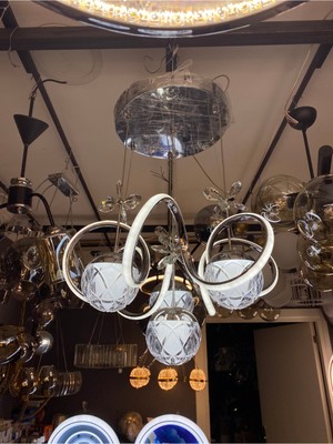 Zeya Lighting Yüksek Aydınlatmalı Kuğu Model 4toplu Krom Kaplama Gövde Rengi Sarkıt Modern 3 Renk LED Avize