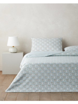 English Home Poemy Kolay Ütülenir Çift Kişilik Nevresim Seti 200X220 cm Turuncu-Mavi