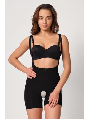 Siyah Mı Emay 2834 Göğsü Açık Ferumalı Tül Popo Boy Lazer Korse