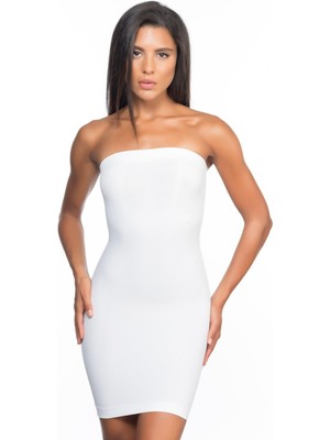 Beyaz Mı Emay 5065 Straplez Elbise Korse