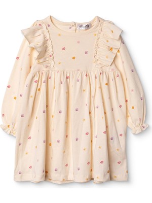 Hellobaby Hellobaby, Kız, Elbise, Puantiye Baskılı, Pastel Dreams, Bisiklet Yaka, Uzun Kol