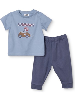 Hellobaby Hellobaby Erkek Bebek Kısa Kol Pijama Takımı Bisiklet Yaka Uzun Paça Kısa Kol