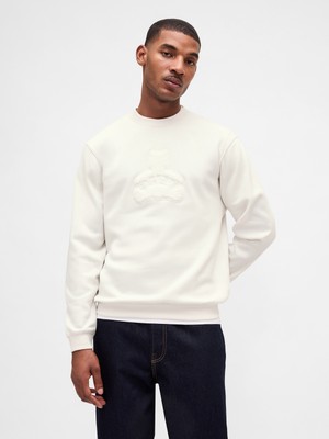 Gap Erkek Beyaz Vintagesoft Brannan Bear Logo Sweatshirt