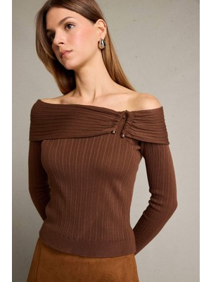 DeFacto Açık Omuz Toka Detaylı Uzun Kollu Bluz G3335AX25AU