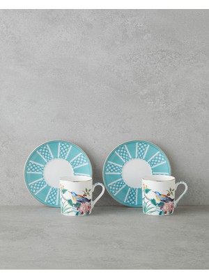 English Home Freesia New Bone China 4 Parça 2 Kişilik Kahve Fincan Takımı 90 ml Mavi