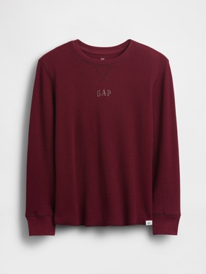 Gap Erkek Çocuk Bordo Gap Mini Logo Waffle-Knit T-Shirt