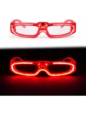 Marsilyan Kırmızı LED Işıklı Parti Gözlüğü 3 Modlu – Glow  - Gece Eğlence Gözlüğü (4887)