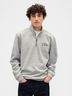 Gap Erkek Gri Relaxed Gap Logo Yarım Fermuarlı Sweatshirt