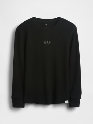 Gap Erkek Çocuk Siyah Gap Mini Logo Waffle-Knit T-Shirt