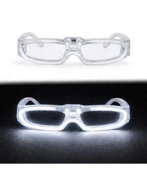 Marsilyan Beyaz LED Işıklı Parti Gözlüğü 3 Modlu – Glow - Gece Eğlence Gözlüğü (4887)