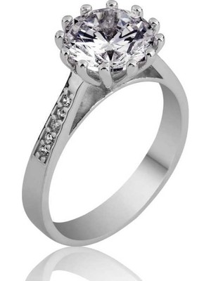 Gumush Gümüş Tek Taş Bayan Yüzük