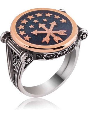 Gumush Gümüş Çerkes Bayrağı Erkek Yüzük