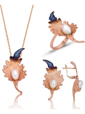 Gumush Gümüş Zambak Çiçeği Bayan Set