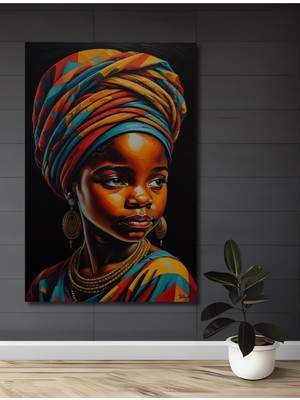 Teona Ahşap Afrika Kızı Yağlı Boya Görünümlü Ahşap Dekoratif Ev,antre,salon,ofis,mutfak,yatak Odası Tablo