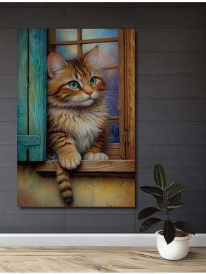 Teona Ahşap Sevimli Yavru Kedi Yağlı Boya Görünümlü Ahşap Dekoratif Ev,antre,salon,ofis,mutfak,yatak Odası Tablo