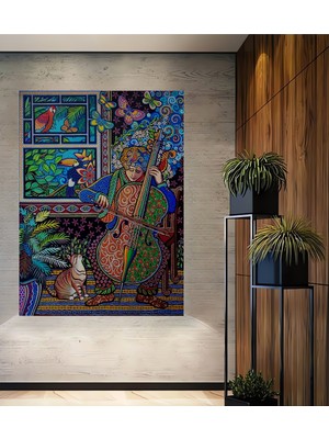 Teona Ahşap Renkli Müzik Rüyası Sulu Boya Görünümlü Dekoratif Ahşap Ev,antre,salon,ofis,mutfak,yatak Odası Tablo