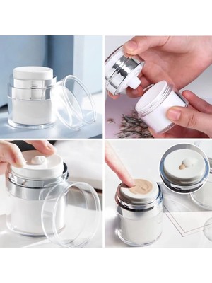 Marsilyan 50 ml Doldurulabilir Pompalı Vakumlu Krem Fondoten Sıvı Kozmetik Şişesi Akrilik