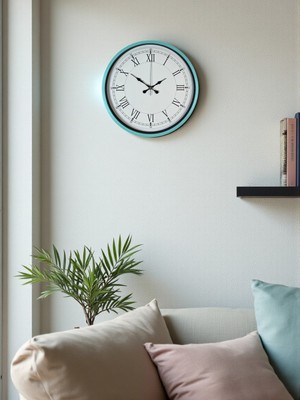 Zaya Home Zentime 36 cm Turkuaz Dekoratif Duvar Saati