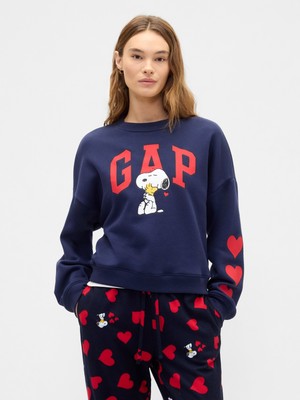 Gap Kadın Lacivert Peanuts Oversized Wedge Gap Logo Sweatshirt