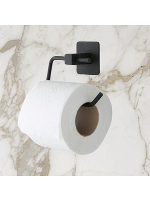 Zaya Home Buffer® Kendiliğinden Yapışkanlı Siyah Paslanmaz Metal Kapaksız Tuvalet Kağıtlığı Aparatı