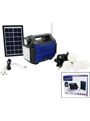 Go İthalat 3ın1 - Solar 2in1 Sabit El Feneri - Radyo - Mp3 Bluetooth - Usb/ Tf Port - 4 Parça  Ampul Kablolu - Powerbank (5250)