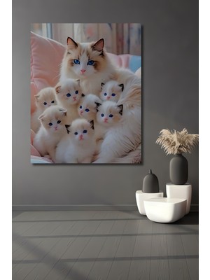 Teona Ahşap Pamuk Yavru Kediler Yağlı Boya Görünümlü Dekoratif Ahşap Ev,antre,ofis,mutfak,yatak Odası Tablo
