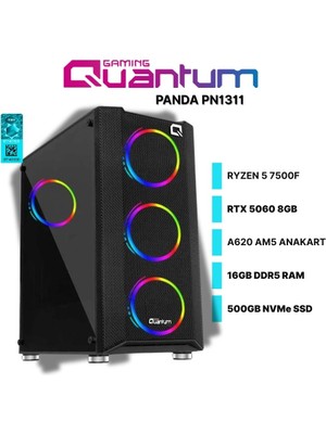 Quantum Gaming Panda PN1311 Ryzen 5 7500F 16GB Ddr5 500GB Nvme SSD Rtx 5060 8gb Freedos Masaüstü Oyun Bilgisayarı