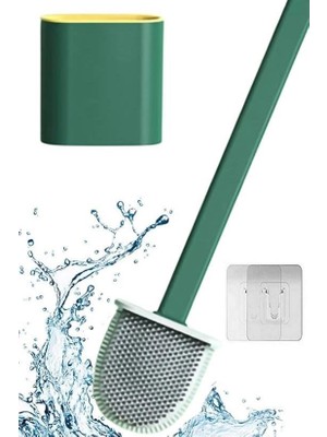 Zaya Home Buffer® Duvara Monte Edilebilir Kapaklı Askılı Klozet Yumuşak Silikon Başlıklı Tuvalet Fırçası Seti