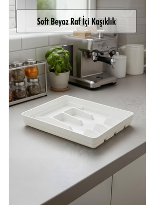 Skygo Beyaz Akrilik Raf İçi Kaşıklık 26,5×34,5×4,5 cm Mutfak İçin Şık ve Kullanışlı Tasarım