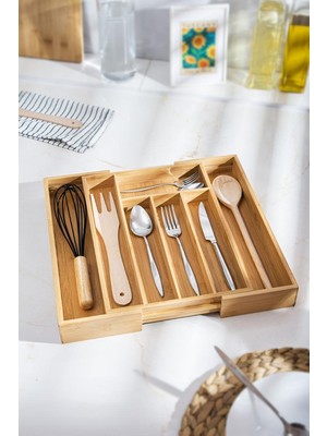 Skygo Bambu Ayarlanabilir Çekmece Içi Kaşıklık & Çekmece Içi Organizer (25*35*5 / 39*35*5)