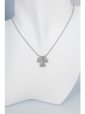 Stella Fortis Zirkon Taşlı Üç Yapraklı Yonca - Kadın Kolye | Altın & Gümüş
