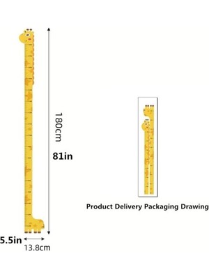 MUHTELİFİÇGİYİM Sevimli Figürlü Çocuk Odası Boy Ölçer Sticker 180 cm
