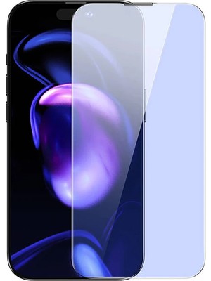 Marsilyan Baseus iPhone 15 Plus Full Koruma Anti Mavi Işık Tempered Cam Ekran Koruyucu 2 Adet SET-(5775)