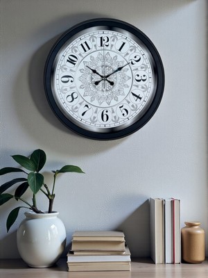 Zentime Şaheser Tasarım Zarif Desenli 40 cm Metal Duvar Saati