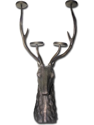 Katre46 Metal Geyik Büstü Şamdan 112 cm