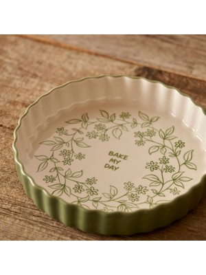 Bella Maison Floral Stoneware Fırın Kabı Beyaz (26X5 Cm)